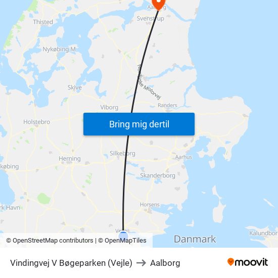 Vindingvej V Bøgeparken (Vejle) to Aalborg map