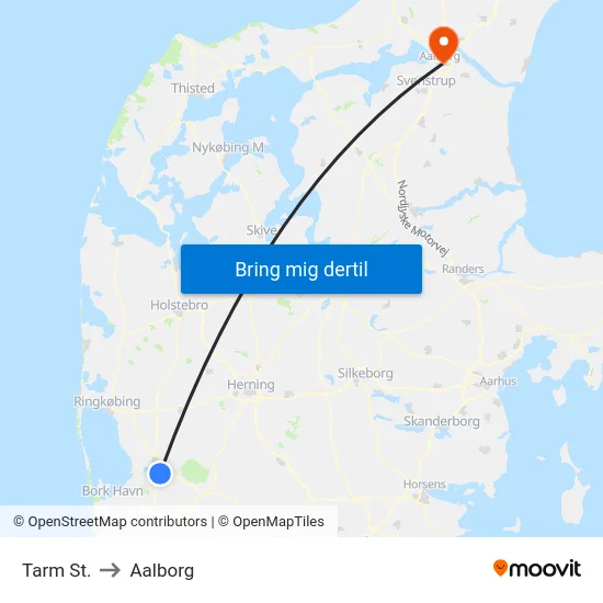 Tarm St. to Aalborg map