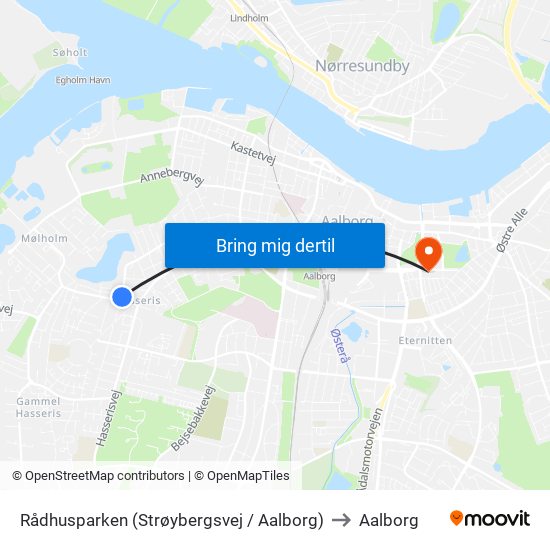 Rådhusparken (Strøybergsvej / Aalborg) to Aalborg map