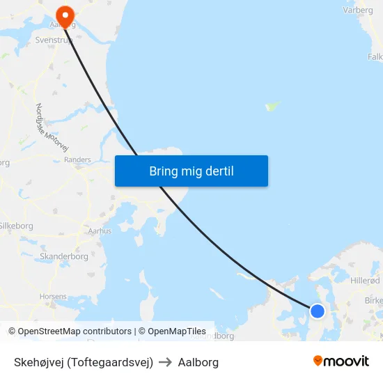 Skehøjvej (Toftegaardsvej) to Aalborg map