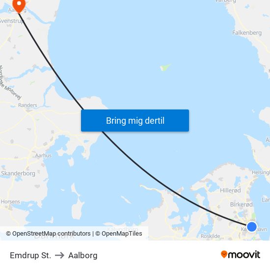 Emdrup St. to Aalborg map