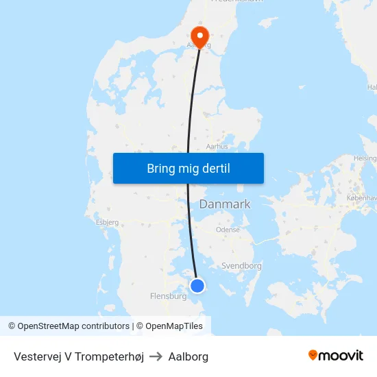 Vestervej V Trompeterhøj to Aalborg map