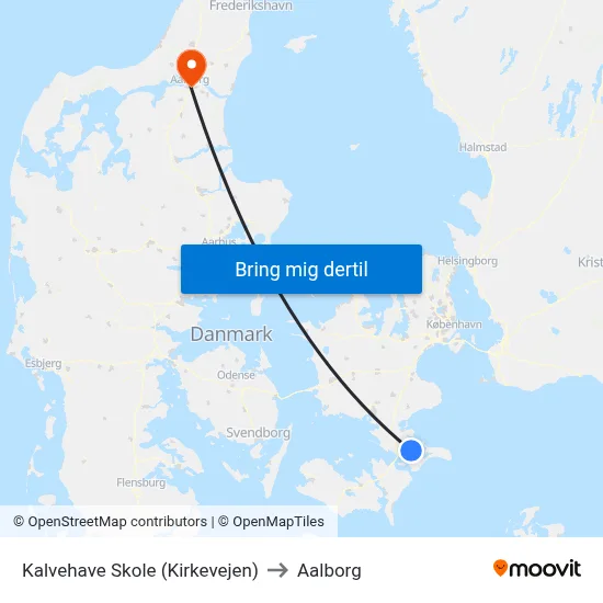 Kalvehave Skole (Kirkevejen) to Aalborg map