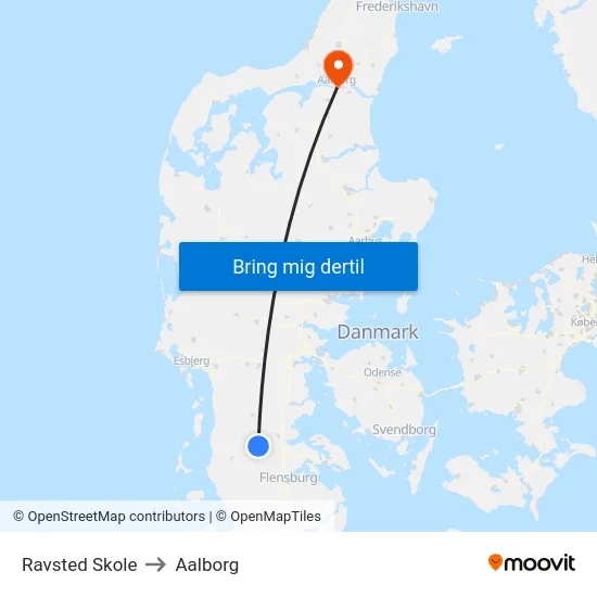Ravsted Skole to Aalborg map