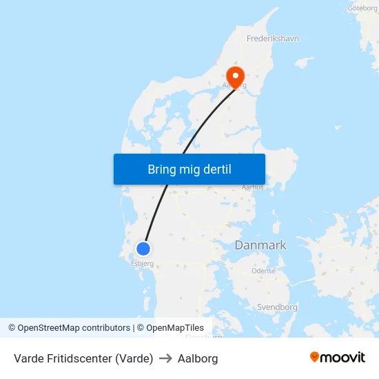 Varde Fritidscenter (Varde) to Aalborg map