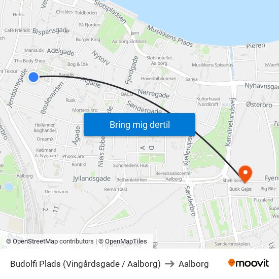 Budolfi Plads (Vingårdsgade / Aalborg) to Aalborg map