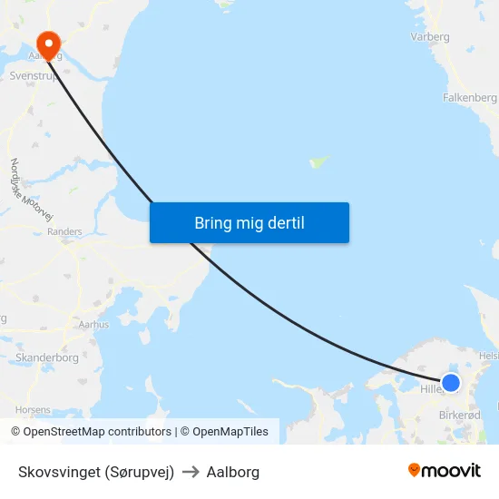 Skovsvinget (Sørupvej) to Aalborg map