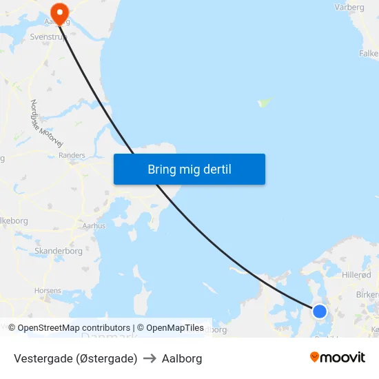 Vestergade (Østergade) to Aalborg map