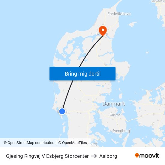 Gjesing Ringvej V Esbjerg Storcenter to Aalborg map