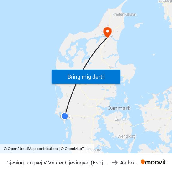 Gjesing Ringvej V Vester Gjesingvej (Esbjerg) to Aalborg map