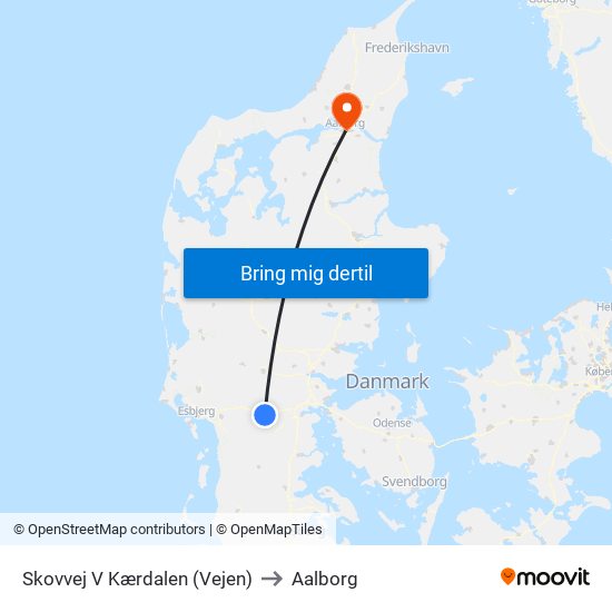 Skovvej V Kærdalen (Vejen) to Aalborg map