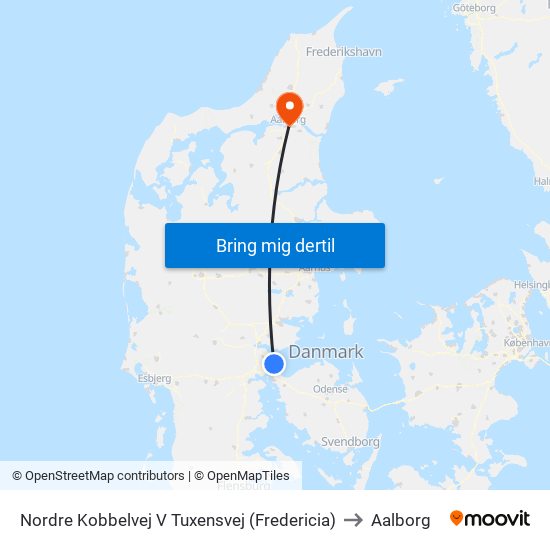 Nordre Kobbelvej V Tuxensvej (Fredericia) to Aalborg map