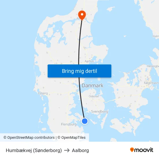 Humbækvej (Sønderborg) to Aalborg map