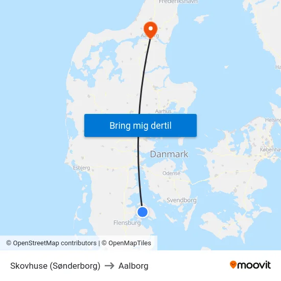 Skovhuse (Sønderborg) to Aalborg map