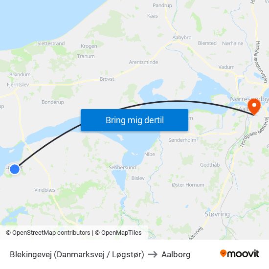 Blekingevej (Danmarksvej / Løgstør) to Aalborg map