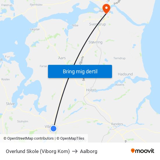 Overlund Skole (Viborg Kom) to Aalborg map