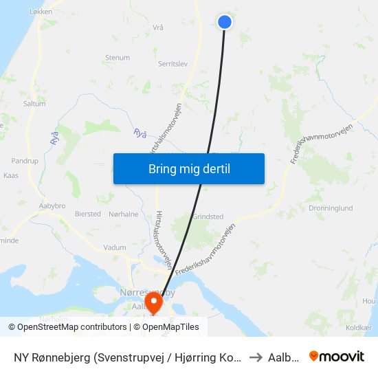 NY Rønnebjerg (Svenstrupvej / Hjørring Kommune) to Aalborg map