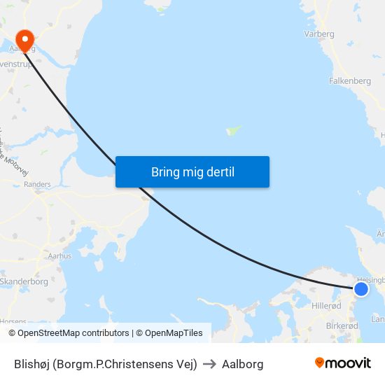 Blishøj (Borgm.P.Christensens Vej) to Aalborg map