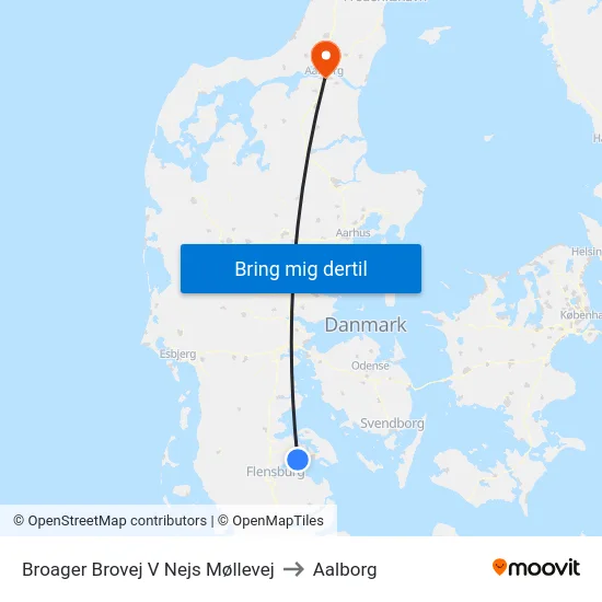 Broager Brovej V Nejs Møllevej to Aalborg map