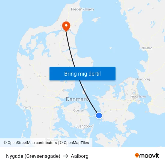 Nygade (Grevsensgade) to Aalborg map