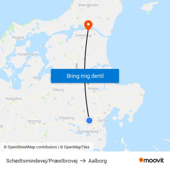 Schødtsmindevej/Præstbrovej to Aalborg map