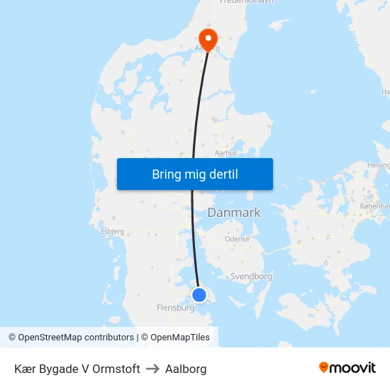 Kær Bygade V Ormstoft to Aalborg map
