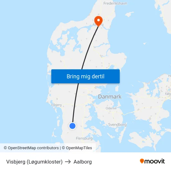 Visbjerg (Løgumkloster) to Aalborg map