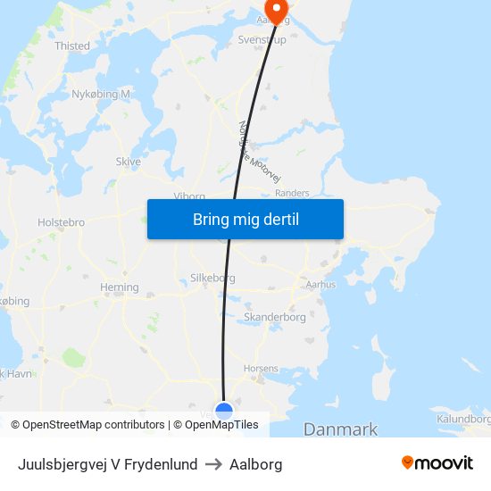 Juulsbjergvej V Frydenlund to Aalborg map