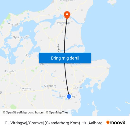 Gl. Virringvej/Gramvej (Skanderborg Kom) to Aalborg map
