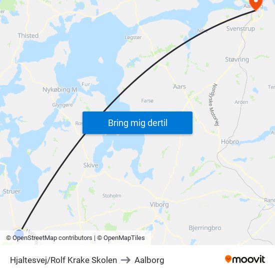 Hjaltesvej/Rolf Krake Skolen to Aalborg map