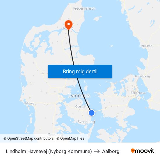 Lindholm Havnevej (Nyborg Kommune) to Aalborg map