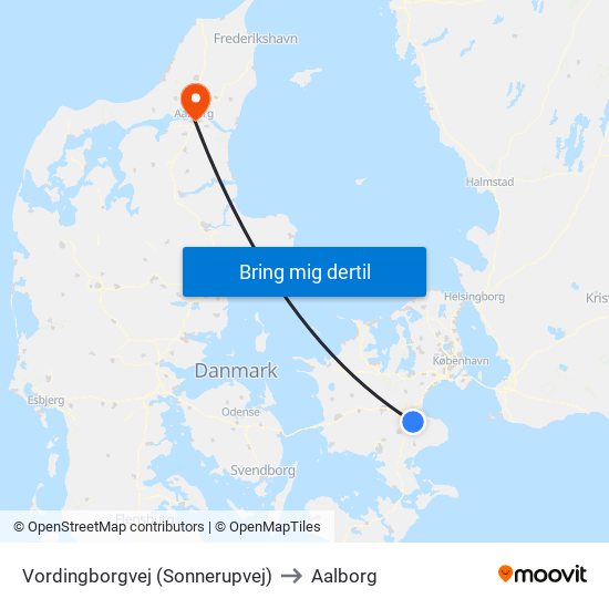 Vordingborgvej (Sonnerupvej) to Aalborg map