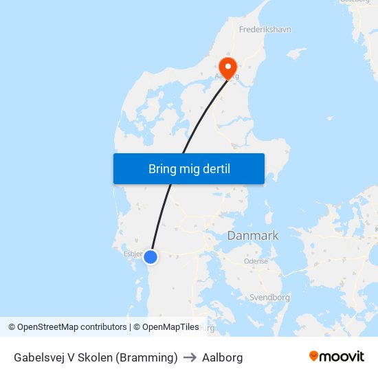 Gabelsvej V Skolen (Bramming) to Aalborg map