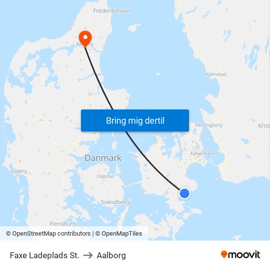 Faxe Ladeplads St. to Aalborg map