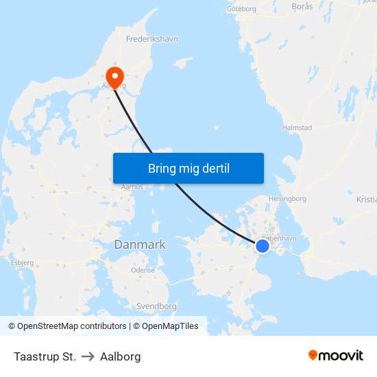 Taastrup St. to Aalborg map