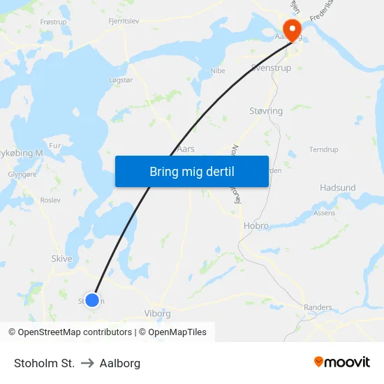 Stoholm St. to Aalborg map