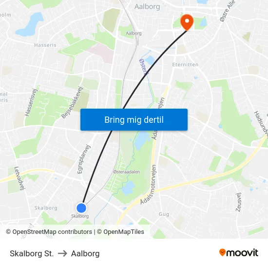 Skalborg St. to Aalborg map