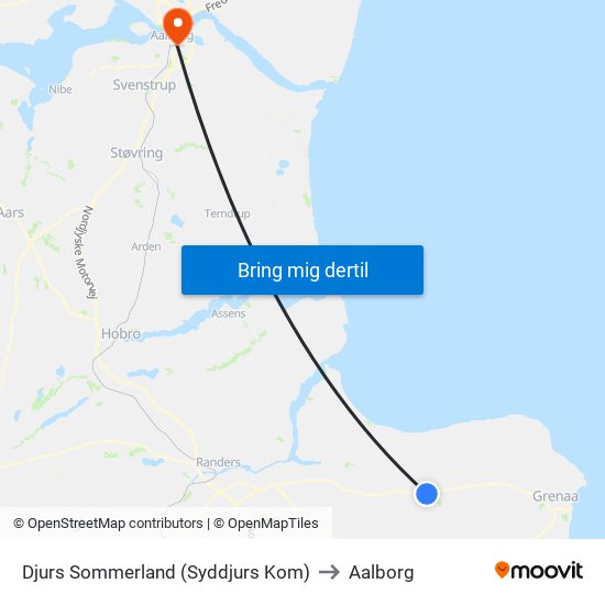 Djurs Sommerland (Syddjurs Kom) to Aalborg map