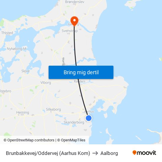 Brunbakkevej/Oddervej (Aarhus Kom) to Aalborg map