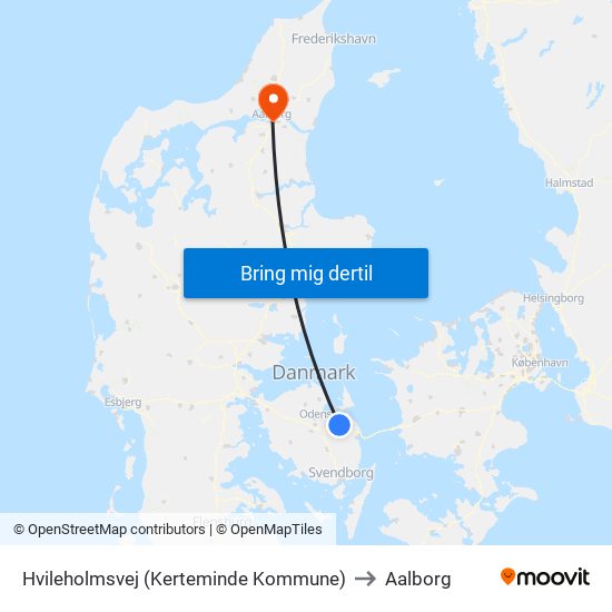 Hvileholmsvej (Kerteminde Kommune) to Aalborg map