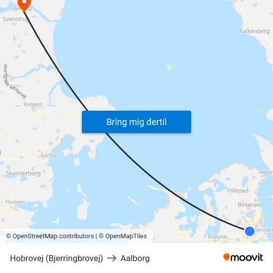 Hobrovej (Bjerringbrovej) to Aalborg map