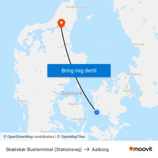 Skælskør Busterminal (Stationsvej) to Aalborg map