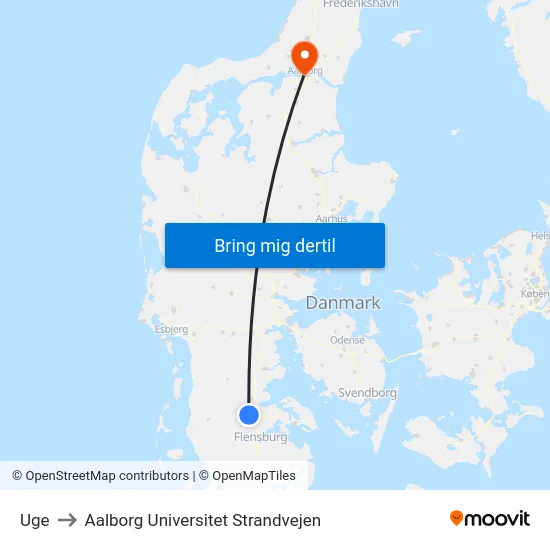 Uge to Aalborg Universitet Strandvejen map