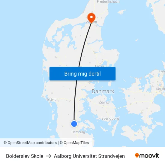 Bolderslev Skole to Aalborg Universitet Strandvejen map