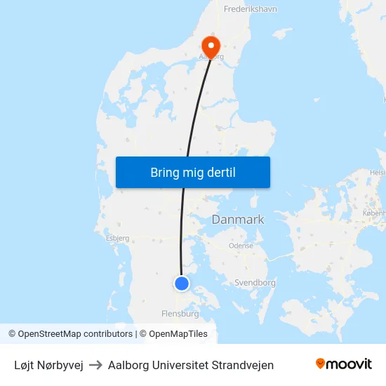 Løjt Nørbyvej to Aalborg Universitet Strandvejen map