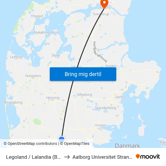 Legoland / Lalandia (Billund) to Aalborg Universitet Strandvejen map