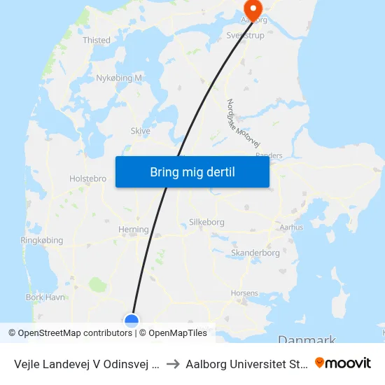 Vejle Landevej V Odinsvej (Grindsted) to Aalborg Universitet Strandvejen map