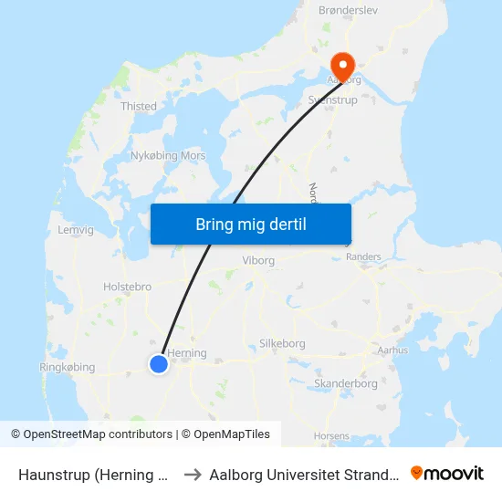 Haunstrup (Herning Kom) to Aalborg Universitet Strandvejen map