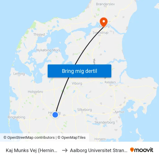 Kaj Munks Vej (Herning Kom) to Aalborg Universitet Strandvejen map