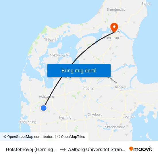 Holstebrovej (Herning Kom) to Aalborg Universitet Strandvejen map